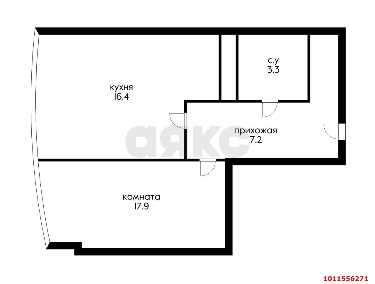 Фото №13: 1-комнатная квартира 45 м² - Краснодар, жилой комплекс Цветы, ул. Круговая, 4Вк7